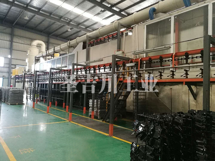 Continuous electrophoresis line for automobile structural parts