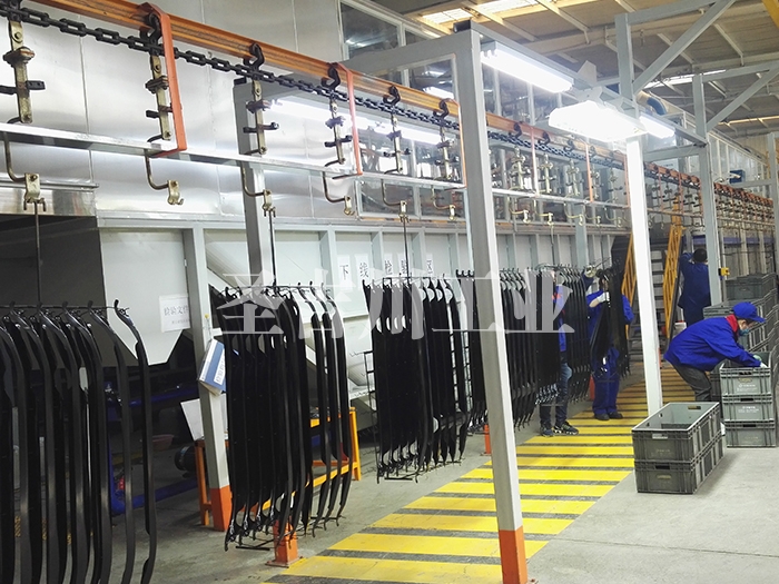 Electrophoresis coating suspension conveying system for automobile structural parts