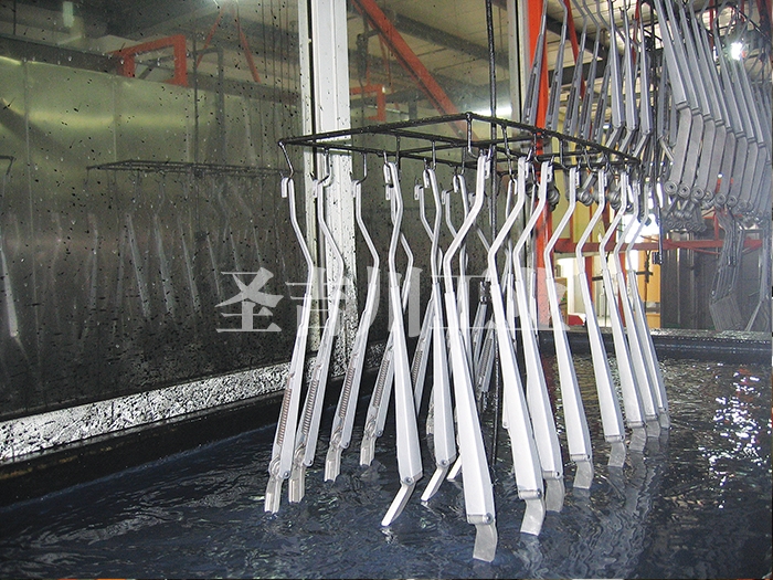 Electrophoresis coating line for rain cover