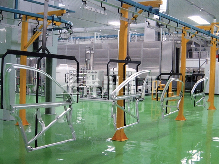 Car door frame spraying line