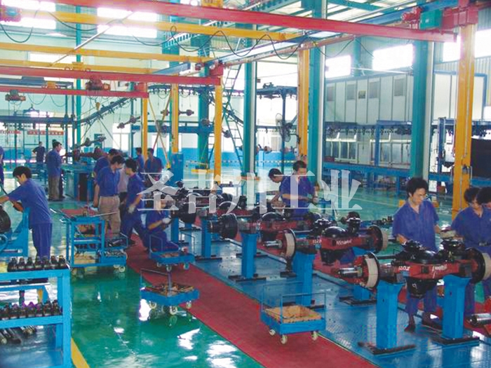 Automobile rear axle spraying line