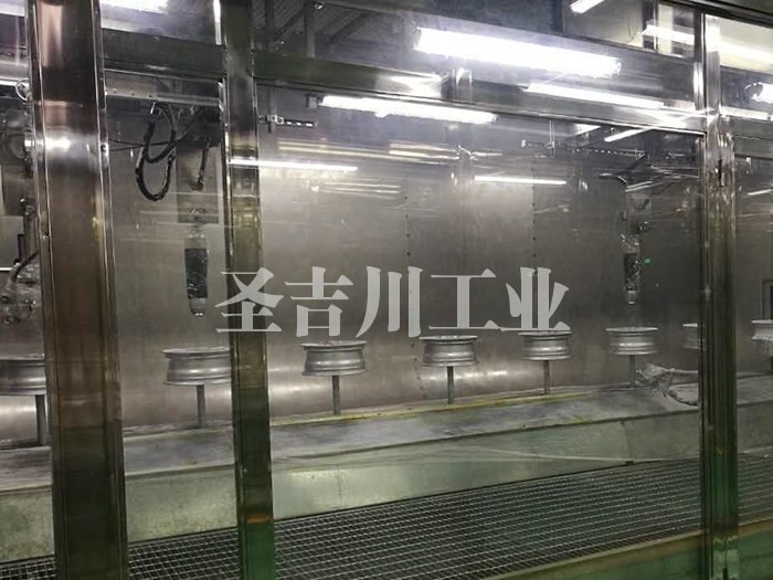 Aluminum wheel rotating cup type electrostatic automatic spraying system