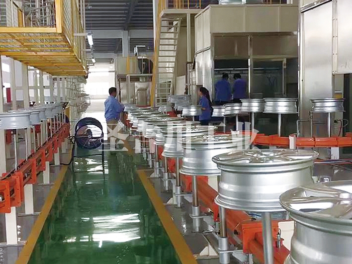 Aluminum wheel spraying line