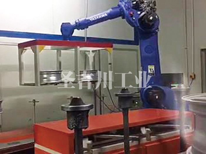 Robot wire transfer mechanism to be dried after aluminum wheel hub primer