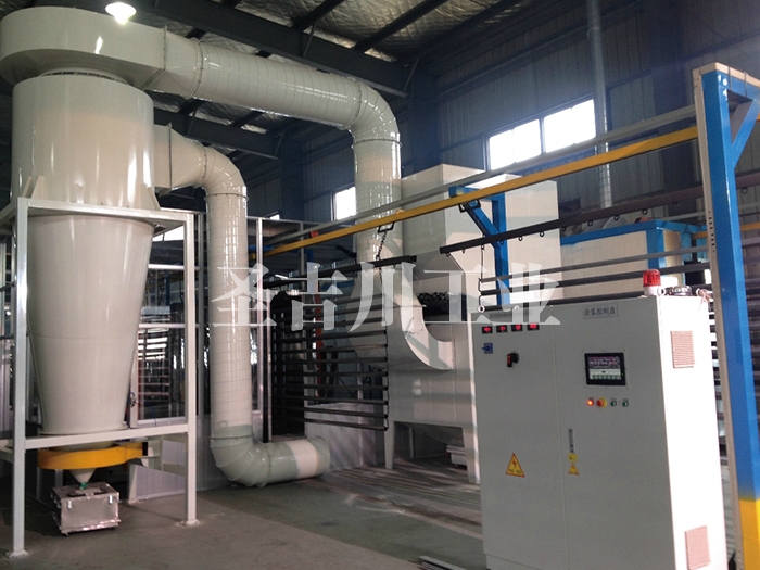 Big cyclone secondary recycling powder spraying room