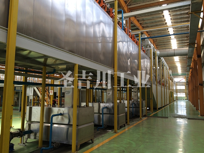 Suspended continuous pretreatment line