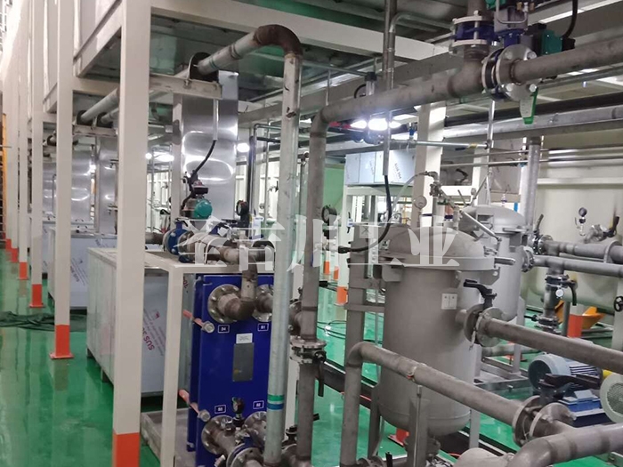 Pretreatment tank liquid heat exchange and filtration circulation system