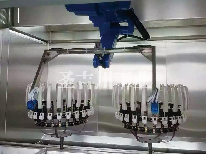 Door handle rotating suspension robot positioning spraying system