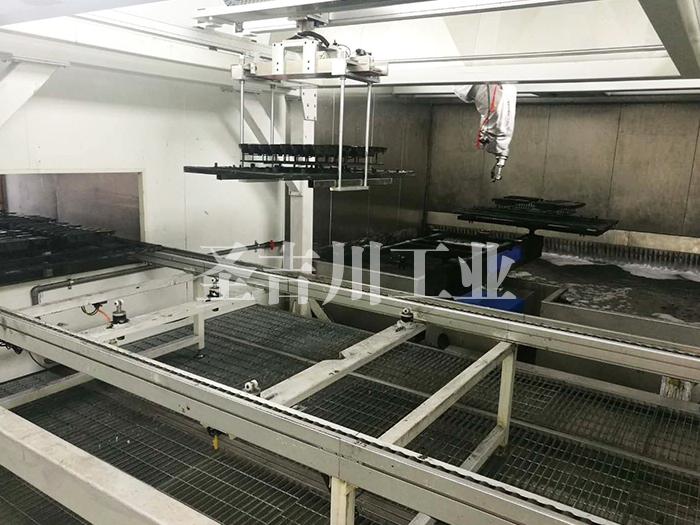 Robot offline automatic spraying and reciprocating machine handling system